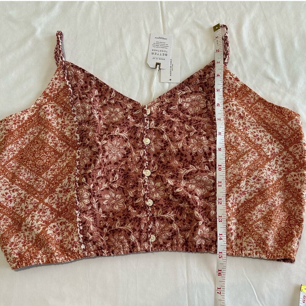 NWT American Eagle Mieux Ensemble Boho Button Floral Crop Top Size Large - Picture 12 of 12